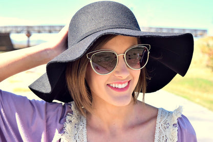 Faux Wool Floppy Hat with Knotted Band